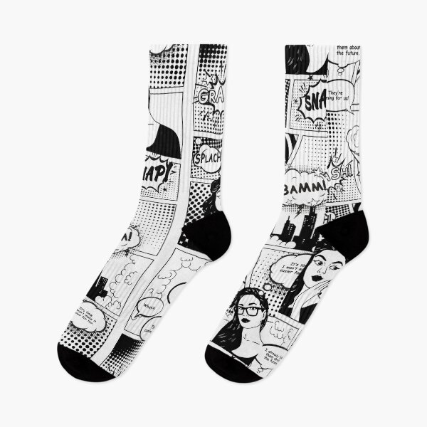Item preview, Black and white pop art comic designed and sold by TheHotIgloo.