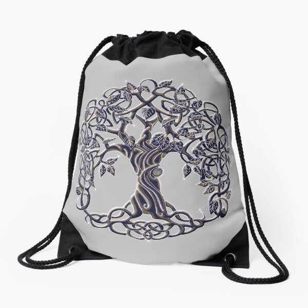 Tree of Life Silver Drawstring Bag