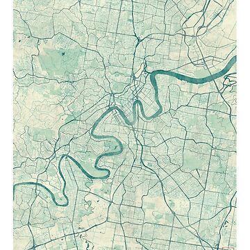 Artwork thumbnail, Brisbane Map Blue Vintage by HubertRoguski