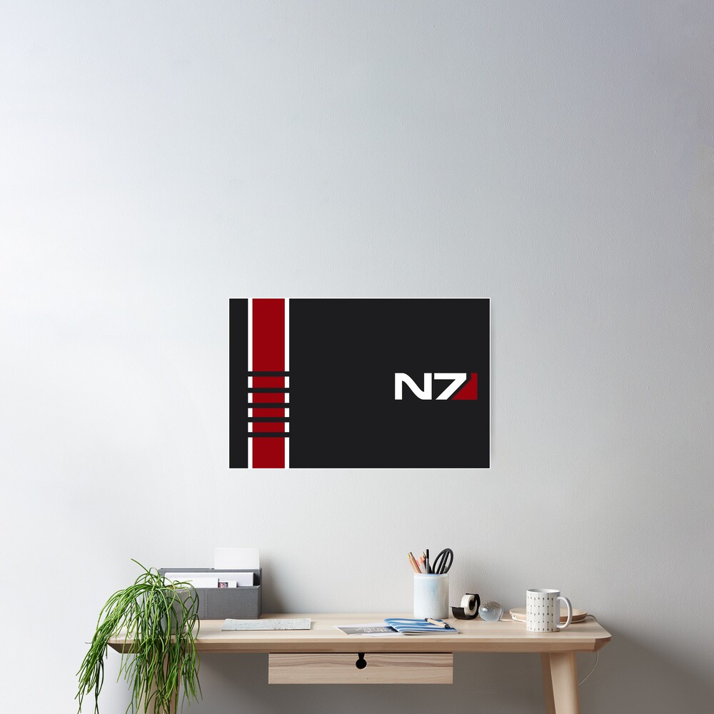 Mass Effect N7 Stripe Poster For Sale By Danthyman26 Redbubble