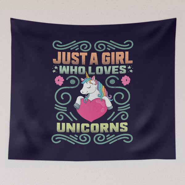 Item preview, Just a girl who loves unicorns - funny quote designed and sold by VichallanStudio.