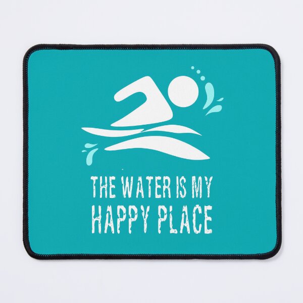 Item preview, Calling all wild open water swimming, winter bathers.  The Water is my Happy Place fun design for swimmer lovers. Aqua blue designed and sold by Caroline Laursen.