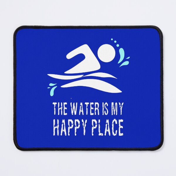 Item preview, Calling all wild open water swimming, winter bathers.  The Water is my Happy Place fun design for swimmer lovers. Bright blue designed and sold by Caroline Laursen.