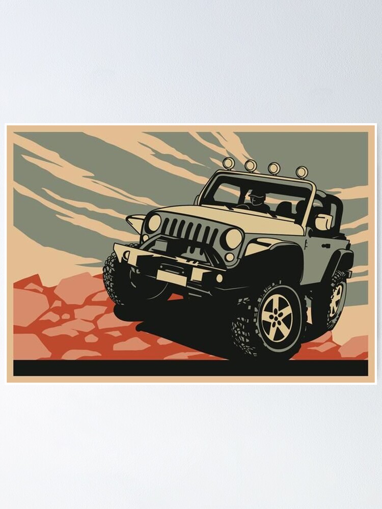 "Vintage jeep poster" Poster for Sale by lindaevanss Redbubble