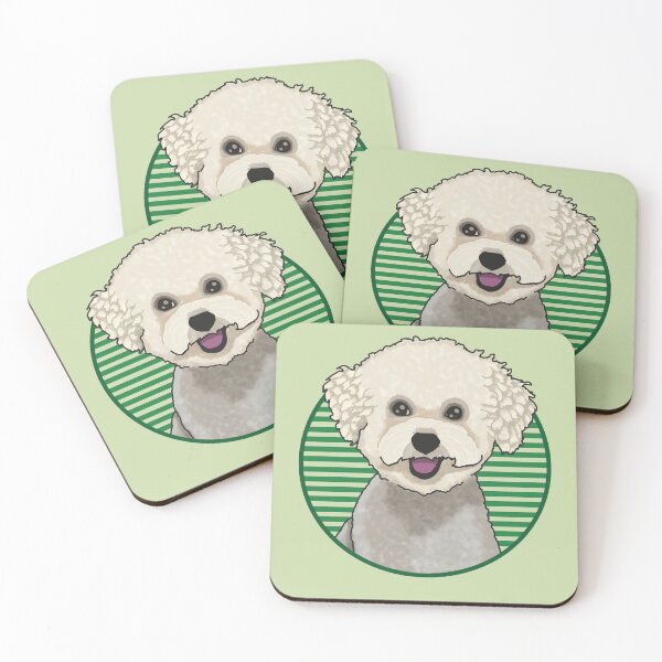 Item preview, Bichons Frise dog w/ Green stripped circle designed and sold by AdoptNFTPets.