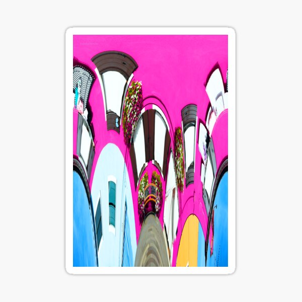 Pink Magenta Colorful Curves Burano Italy N038 ABSTRACT Sticker