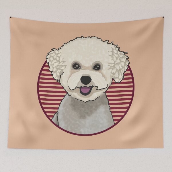Item preview, Bichons Frise dog w/ Red stripped circle designed and sold by AdoptNFTPets.