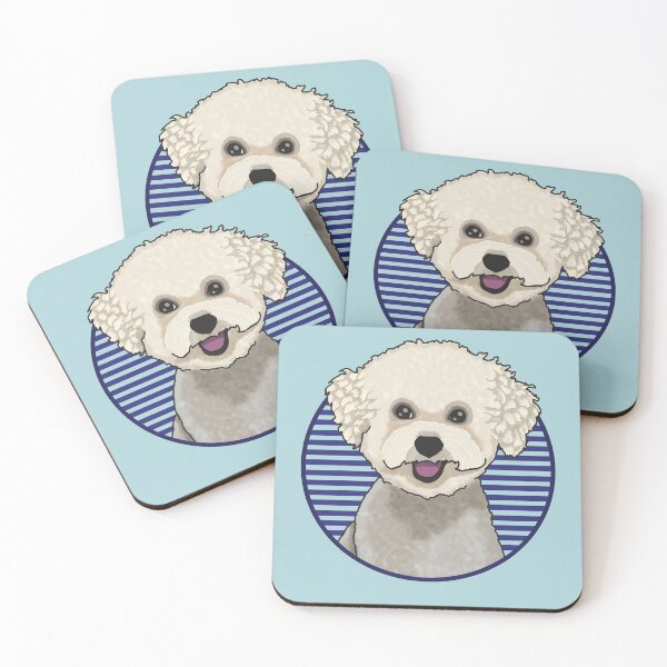 Item preview, Bichons Frise dog w/ Blue stripped circle designed and sold by AdoptNFTPets.