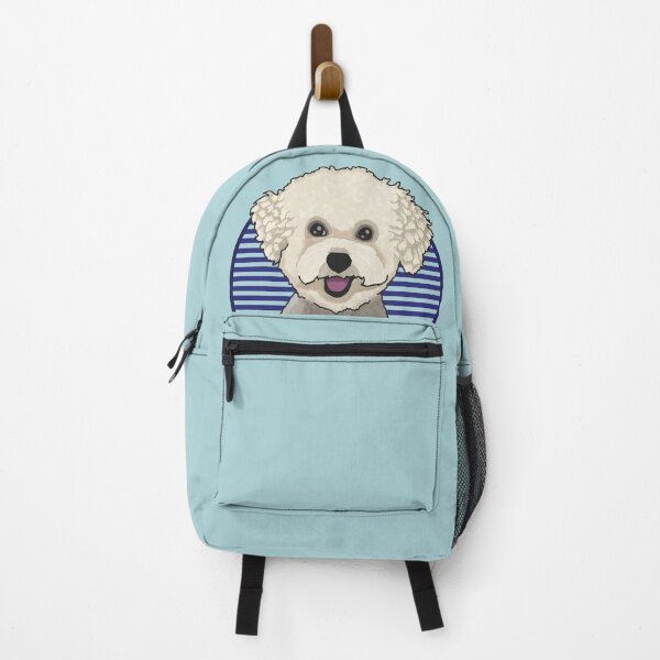 Item preview, Bichons Frise dog w/ Blue stripped circle designed and sold by AdoptNFTPets.