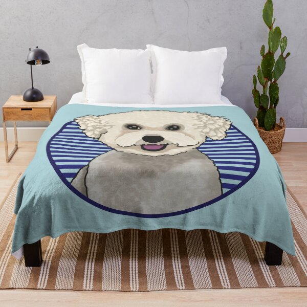 Item preview, Bichons Frise dog w/ Blue stripped circle designed and sold by AdoptNFTPets.