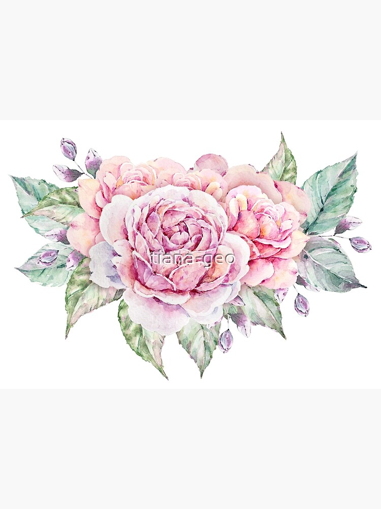 Peonies, Floral Wall Art, Flowers, 16 x 20, Pink Flowers, Roses, Floral Painting Print on Paper, Watercolor hot Paper Print with one inch border