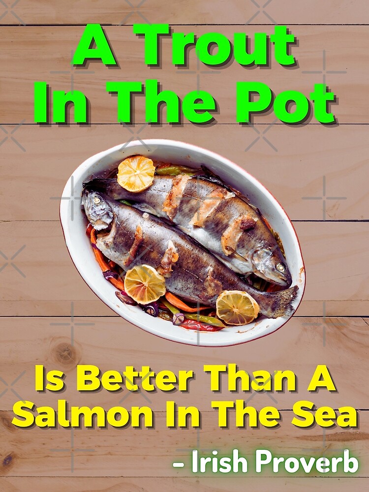 "Irish Proverb A Trout In The Pot Is Better Than A Salmon In The Sea