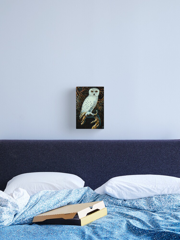 Lienzo «Snowy White Owl ~ Relieve tallado en madera, pintado con acrílicos  (11x17)» de elainebawden | Redbubble