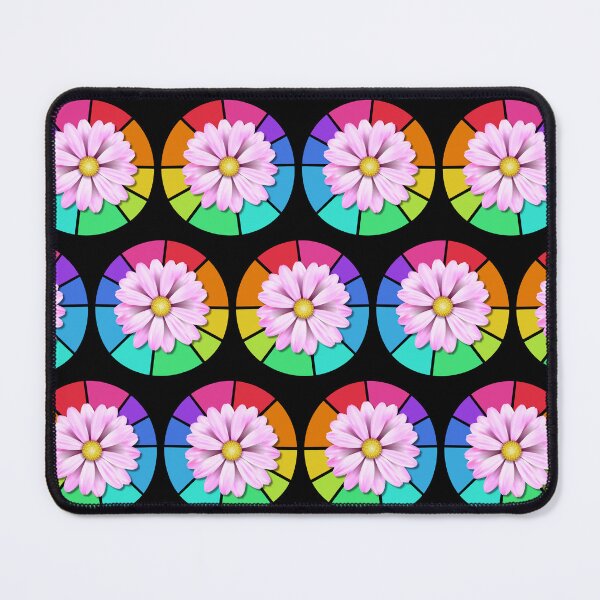 Item preview, Rainbow Daisies...This quirky repeating pattern design uses pink daisies set off against a rainbow colored circles designed and sold by ditzy-designs.