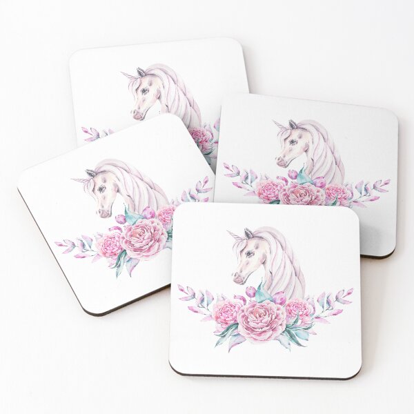 Item preview, Elegant watercolor pink peony wreath with unicorn print, flower bouquet illustration designed and sold by tiana-geo.