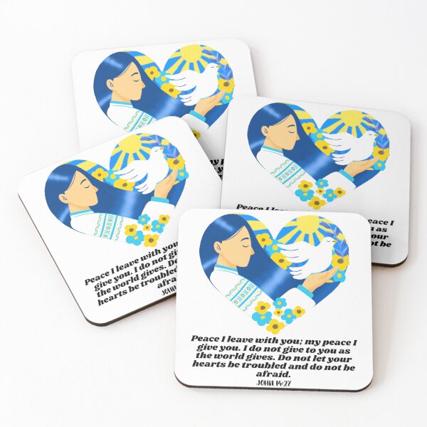 Item preview, Our love is with Ukrain, peace dove, woman - Bible Text John 14:27 designed and sold by Mechanical-Artt.