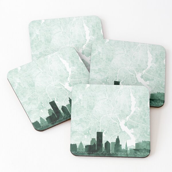 Item preview, Providence Skyline & Map Watercolor Sage Green by Zouzounio Art designed and sold by zouzounioart.