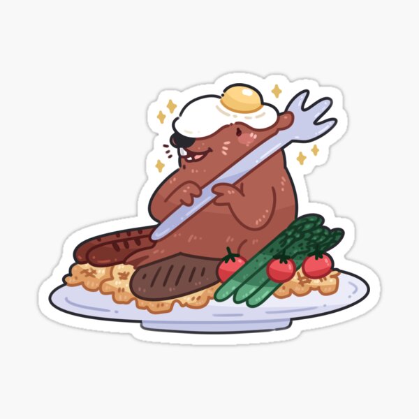 Breakfast Beaver Sticker