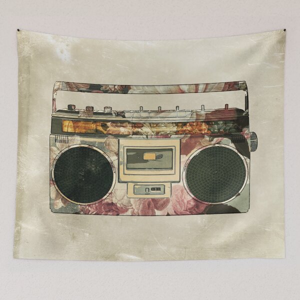 Item preview, Retro Portable Stereo Cassette Recorder Boombox Flower Power designed and sold by Careful Disorder.