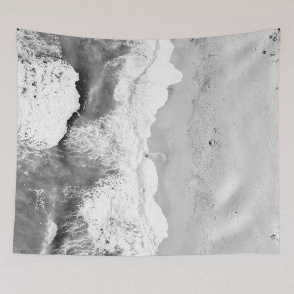 Item preview, Black and White Ocean Washing on the Sand Beach Photography designed and sold by Tjokko-chan.