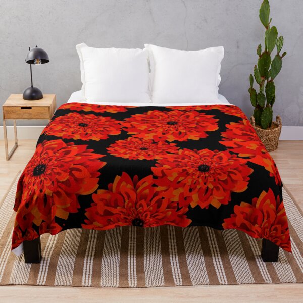 Item preview, Red and Gold Dahlias on Black designed and sold by jeff-jones.