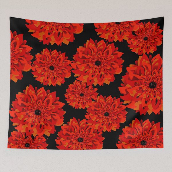 Item preview, Red and Gold Dahlias on Black designed and sold by jeff-jones.