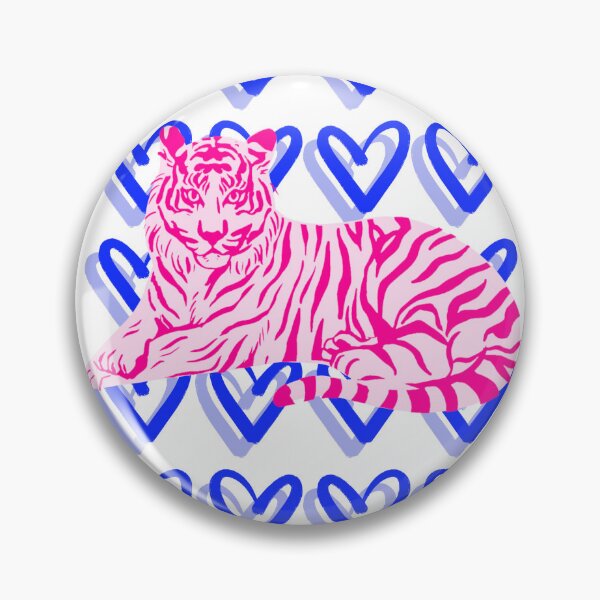 Item preview, Pink and Blue Tiger and Heart Abstract designed and sold by mollsdesignss.