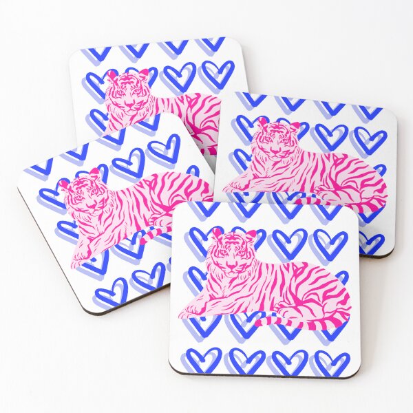 Item preview, Pink and Blue Tiger and Heart Abstract designed and sold by mollsdesignss.