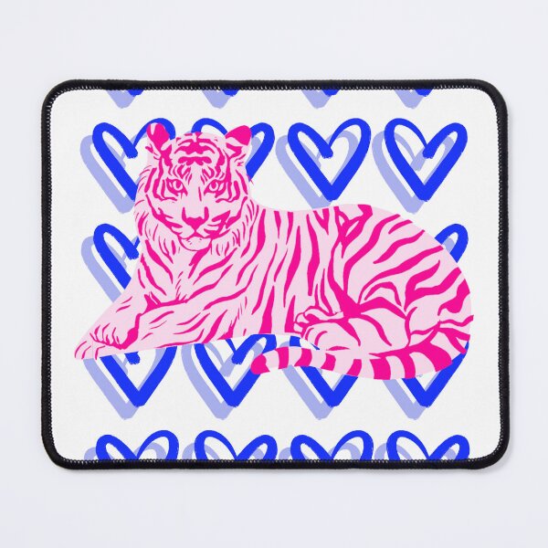 Item preview, Pink and Blue Tiger and Heart Abstract designed and sold by mollsdesignss.