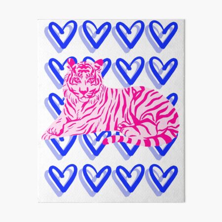 Item preview, Pink and Blue Tiger and Heart Abstract designed and sold by mollsdesignss.