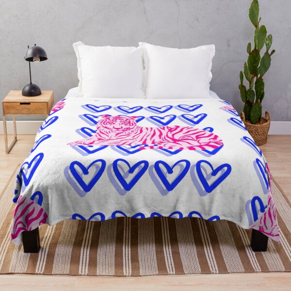 Item preview, Pink and Blue Tiger and Heart Abstract designed and sold by mollsdesignss.