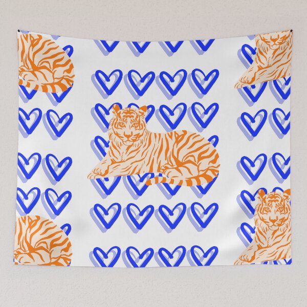 Item preview, Orange and Blue Tiger and Heart Abstract designed and sold by mollsdesignss.