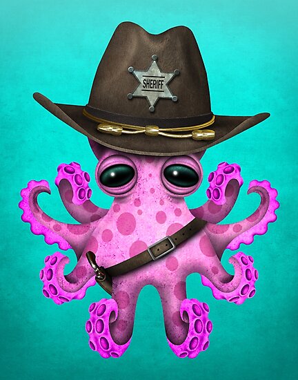 Cute Pink Baby Octopus Sheriff Photographic Prints By Jeff Bartels