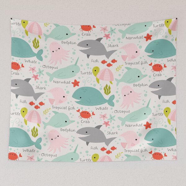 Item preview, Under the Sea Whale Shark Narwhal Octopus Dolphin Tropical Fish designed and sold by Heather Rosas.