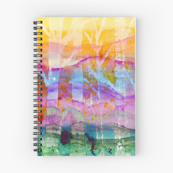 Item preview, Rainbow Birchtree Mountains Abstract Watercolor Double Exposure Painting designed and sold by JoanneHerrmann.