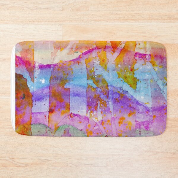 Item preview, Rainbow Birchtree Mountains Abstract Watercolor Double Exposure Painting designed and sold by JoanneHerrmann.