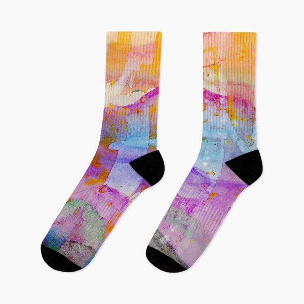 Item preview, Rainbow Birchtree Mountains Abstract Watercolor Double Exposure Painting designed and sold by JoanneHerrmann.