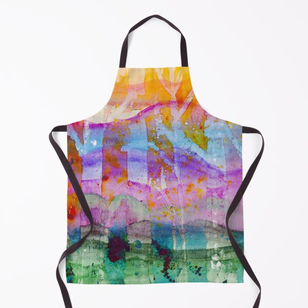 Item preview, Rainbow Birchtree Mountains Abstract Watercolor Double Exposure Painting designed and sold by JoanneHerrmann.