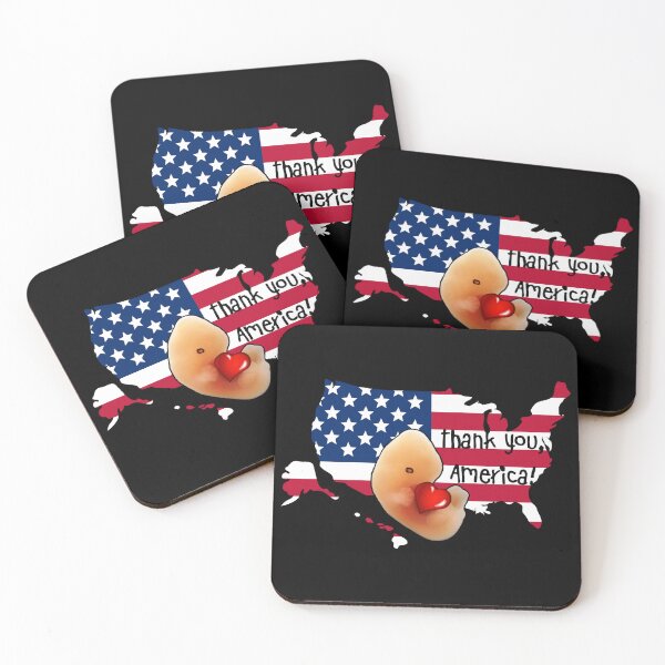 Item preview, Thank you, America! Embryo hugging cartoon-style heart-shape inside US map with American flag designed and sold by Brasilia.