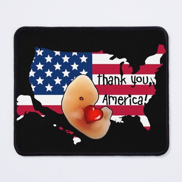 Item preview, Thank you, America! Embryo hugging cartoon-style heart-shape inside US map with American flag designed and sold by Brasilia.