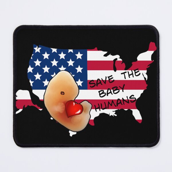 Item preview, Save the baby humans. Embryo hugging cartoon-style heart-shape inside US map with American flag designed and sold by Brasilia.
