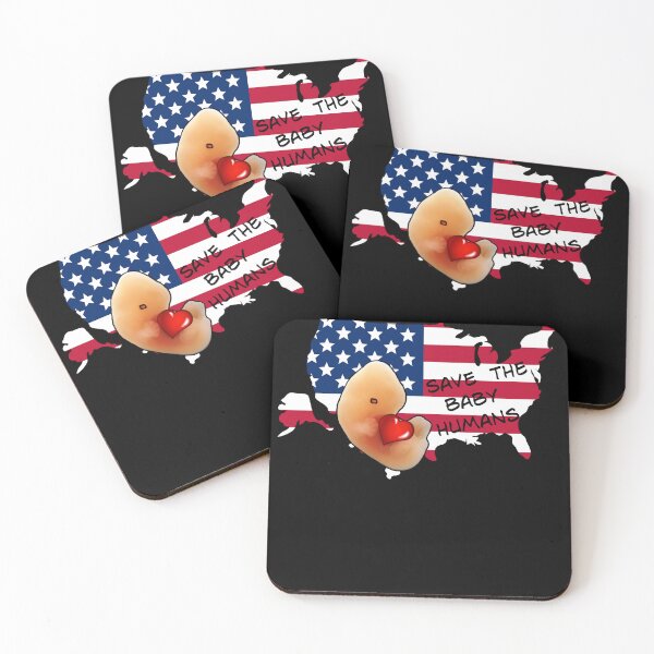 Item preview, Save the baby humans. Embryo hugging cartoon-style heart-shape inside US map with American flag designed and sold by Brasilia.