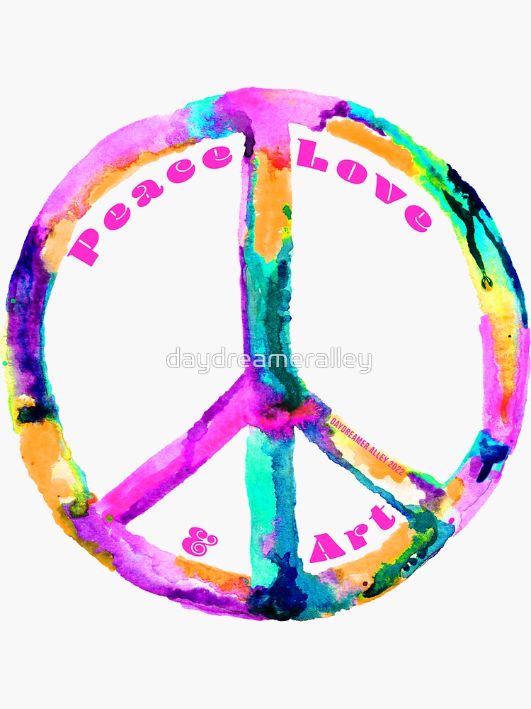 Peace Love And Art Rainbow Tie Dye Peace Sign Sticker For Sale By