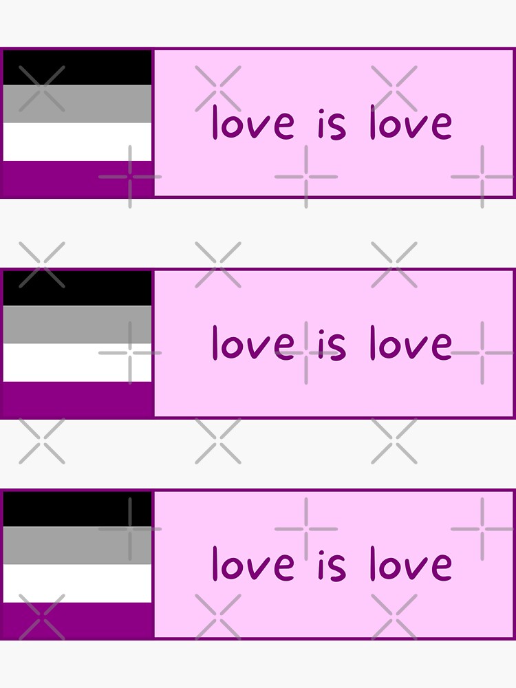 Love Is Love Asexual Pride Flag Positive Quote Banner Sticker For