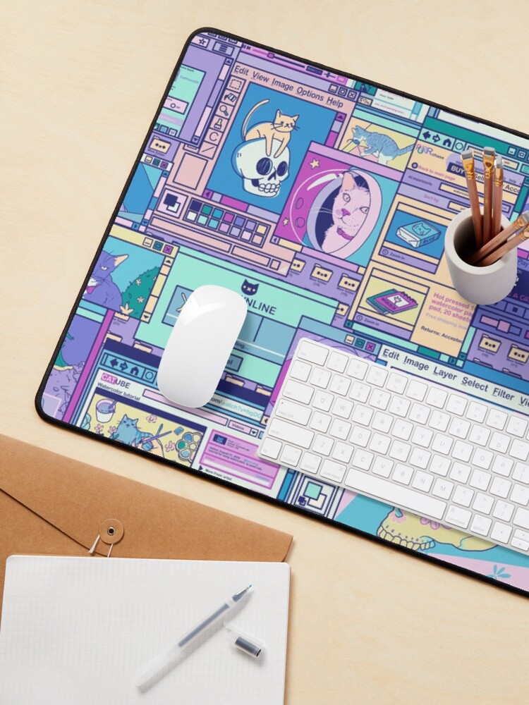 Alternate view of Desktop of a Cat Artist Mouse Pad