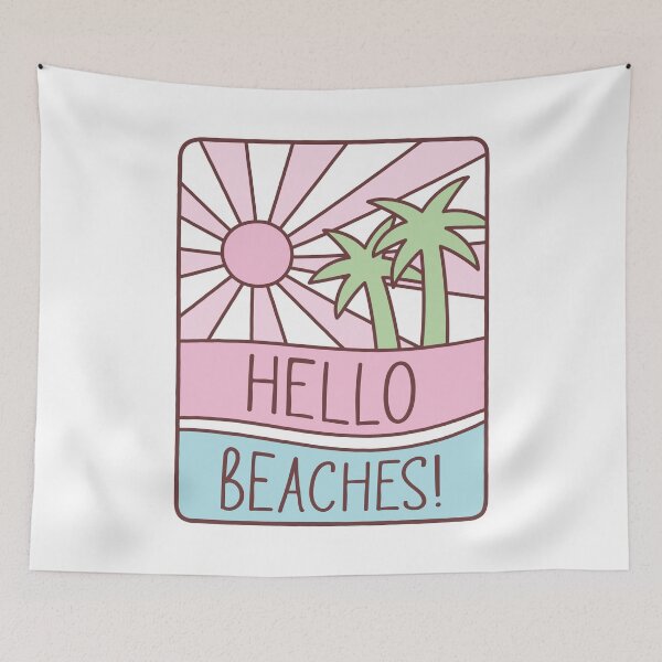 Item preview, Funny Hello Beaches Pun Sunshine Pastel Summer designed and sold by SenkinGraphics.
