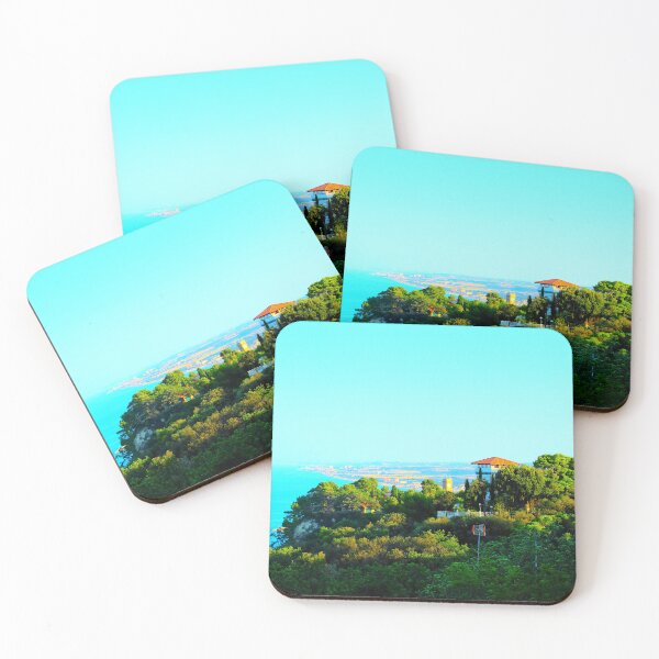 Item preview, Scenery from Piazzale Marino in Sirolo with human settlements, Adriatic Sea, greenery and towers designed and sold by Kristina Drozd.
