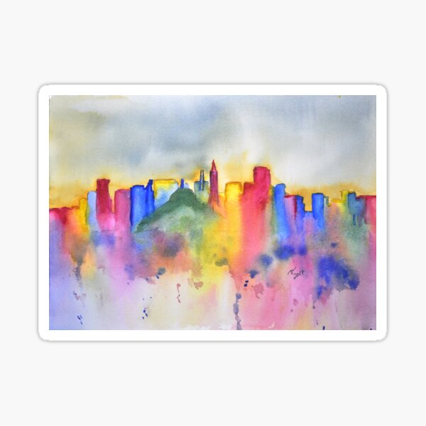 Colourful San Francisco Skyline Sticker