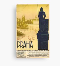 Prague, Czech Republic, vintage travel poster Canvas Print
