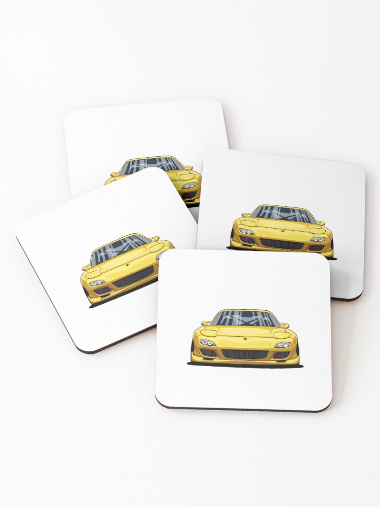 Thumbnail 1 of 5, Coasters (Set of 4), Yellow RX-7 designed and sold by CassLynn2.